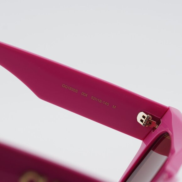 Gucci GG1835S 004 Sunglasses Fucsia Square Frame, Red with GG Pattern Lenses main image 7